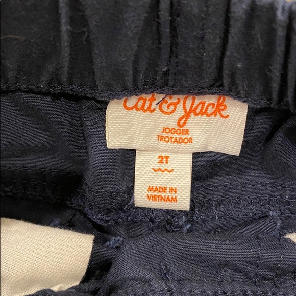Cat and Jack Boys Size 2T Jogger Navy Blue Pants with Drawstring 98% Cotton - Picture 5 of 5